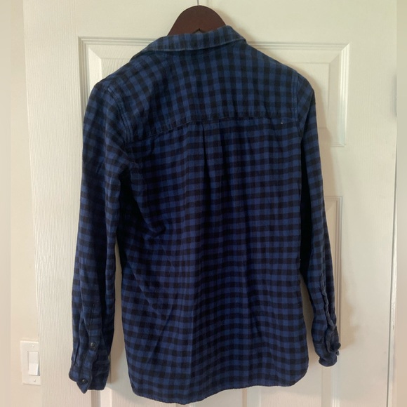 Madewell Blue, Black Long Sleeve Plaid Flannel Slim Button Up Women's Size M - Picture 3 of 4